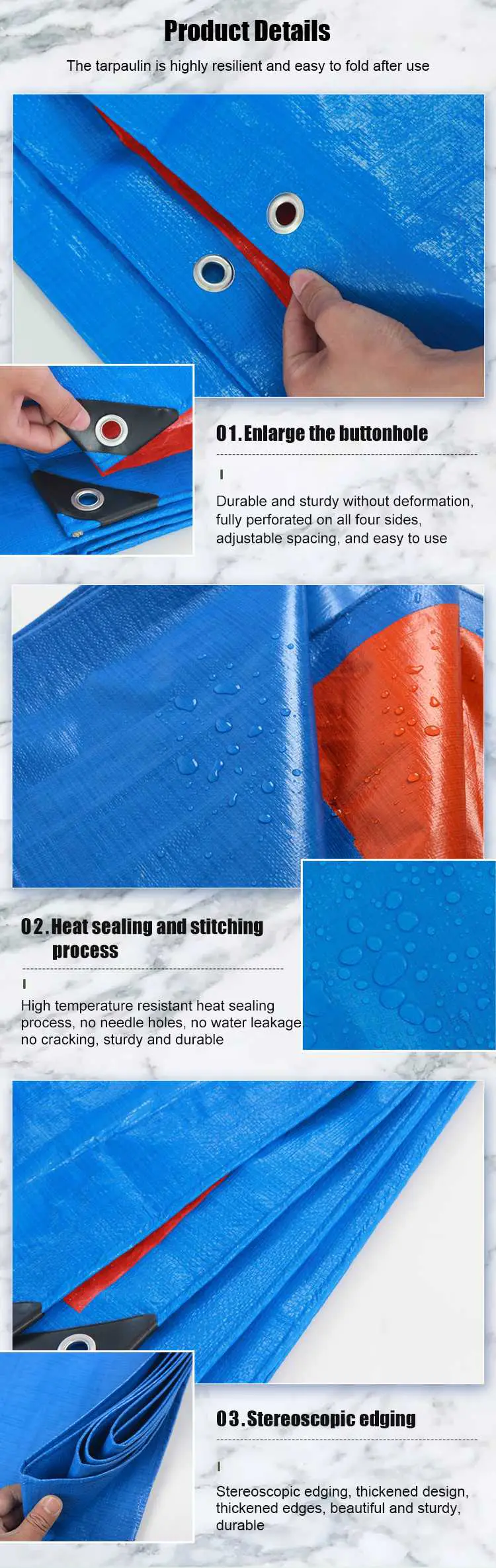 180g Blue Orange PE Tarpaulin